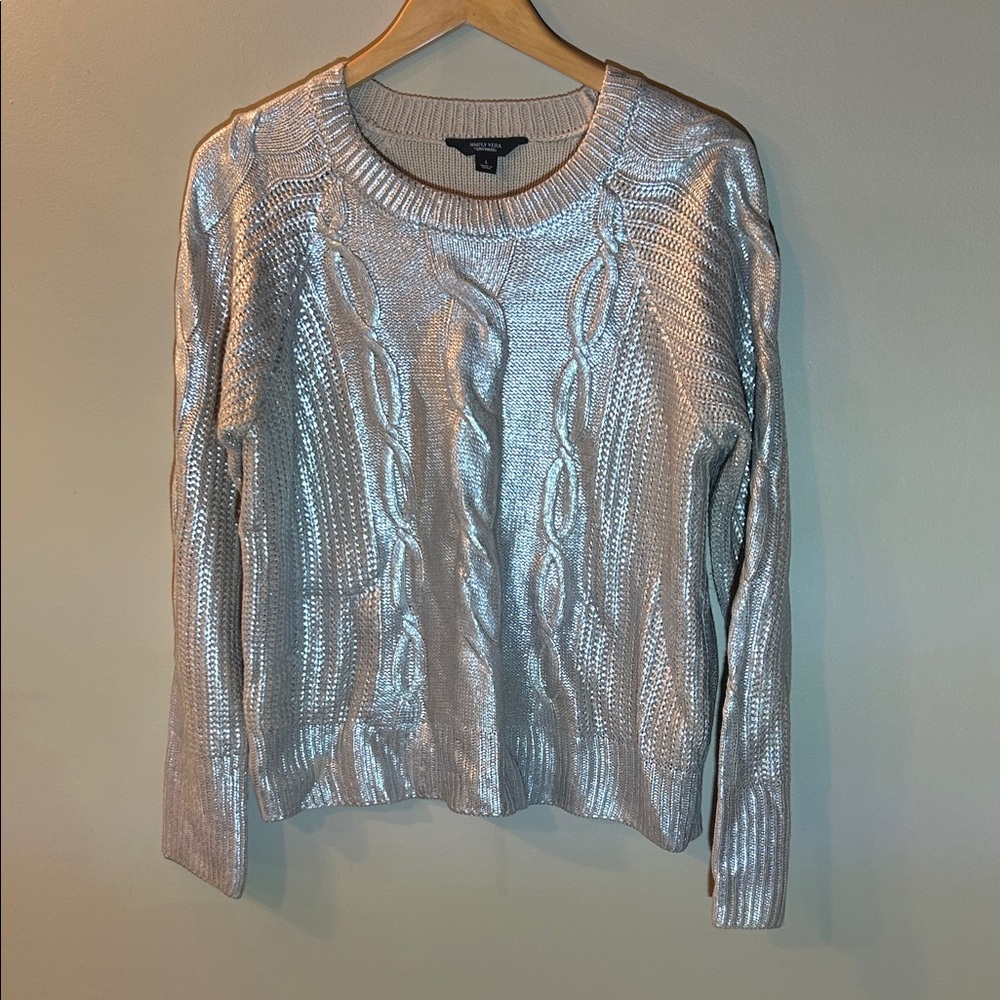 Simply Vera Vera Wang Silver Cable Knit Sweater